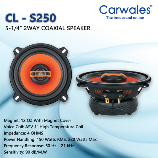 Carwales CL-S250 5 - 1/4" 2 Way Coaxial Speaker