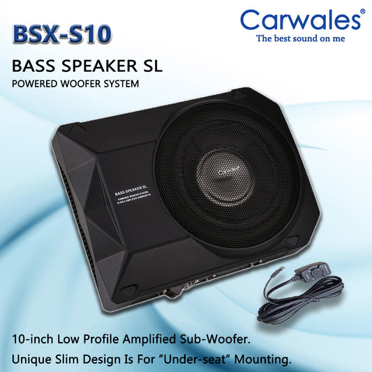 Carwales BSX-S10 10" Car Low Profile Amplified UnderSeat Active Subwoofer