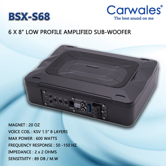 Carwales BSX-S68 6 x 8" Car Amplifier Active Sub Woofer