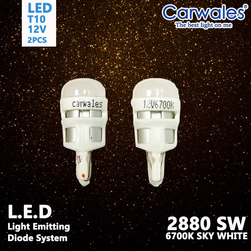Carwales 12V T10 Led 6700K Sky White 2pcs