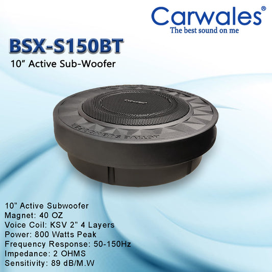 Carwales BSX-S150BT 10" Car Active Sub Woofer