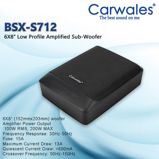 Carwales BSX-S712 6 x 8" Car Amplifier Active Sub Woofer