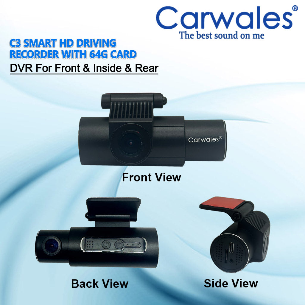Carwales C3 DVR Smart HD Driving Recorder (3-Way)