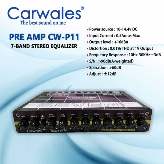 Carwales CW-P11 PRE AMP 7-Band Stereo Equalizer