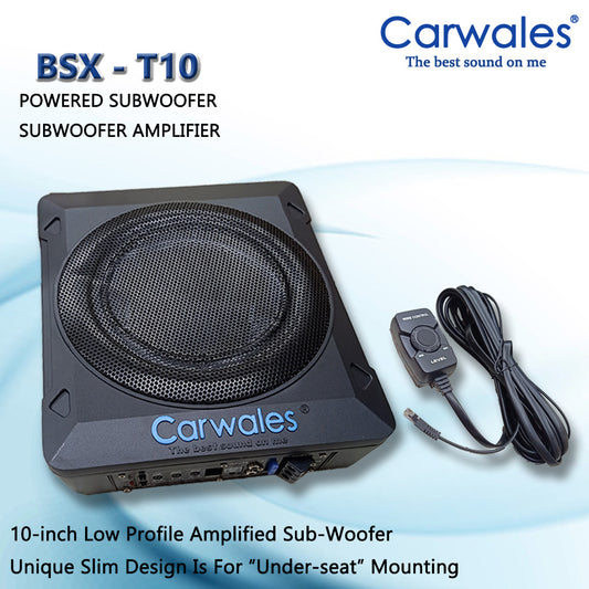 Carwales BSX-T10 10" Car Low Profile Amplified UnderSeat Active Subwoofer